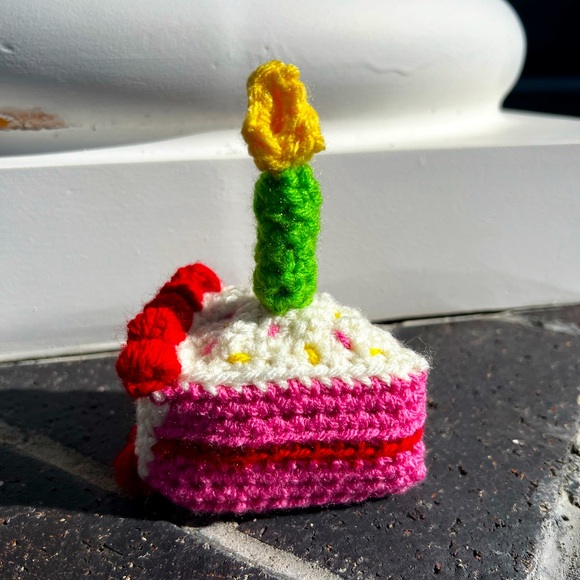 Hand Crocheted Happy Birthday Slice of Cake Party Gift Custom Colors! - Picture 8 of 16